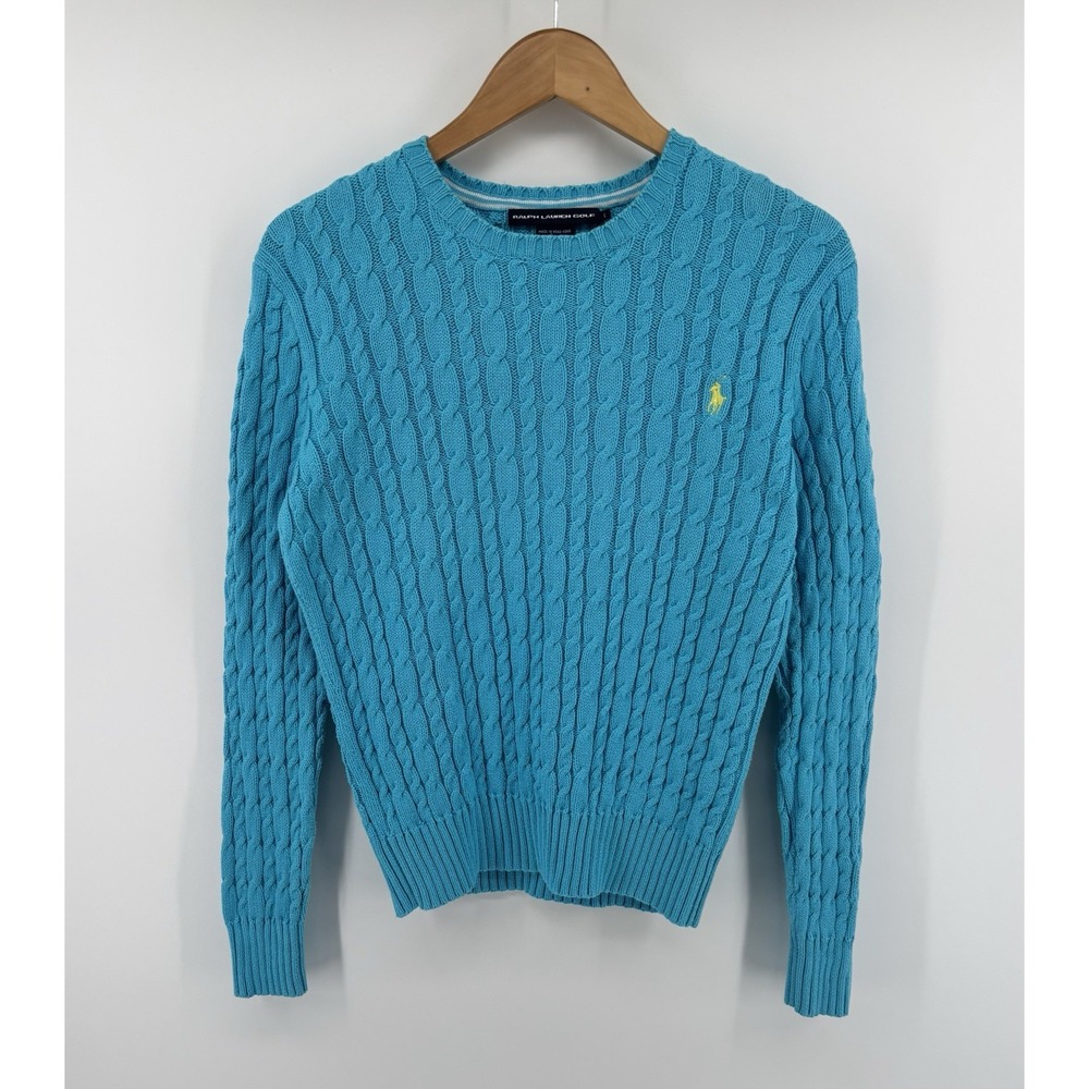 Vintage Ralph Lauren Golf Cable Knit Sweater Women's Sz L Old Money Luxury